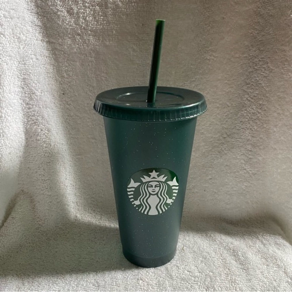 StarBucks Green Glass‎ With Straw 2004 Plastic